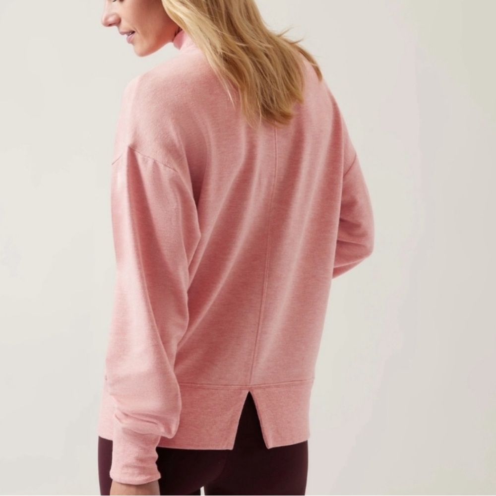 Athleta Apollo Conch Pink Heather Crewneck Sweatshirt Women’s Small - Picture 2 of 8